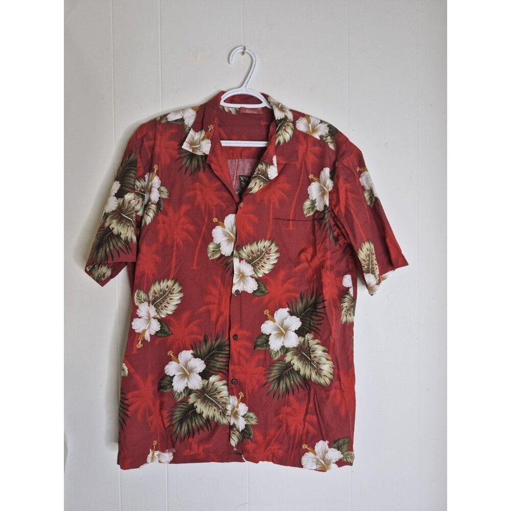 Lava Hut Hawaiian Button Up Short Sleeve Floral Shirt Men's Size L